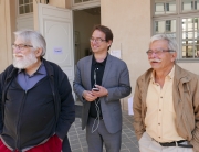 Jean-Jacques (à gauche) avec Georges Terrier et Jean-Louis Peninou, le 19 mai 2018, à la journée "l'Unef en mai et juin 1968".